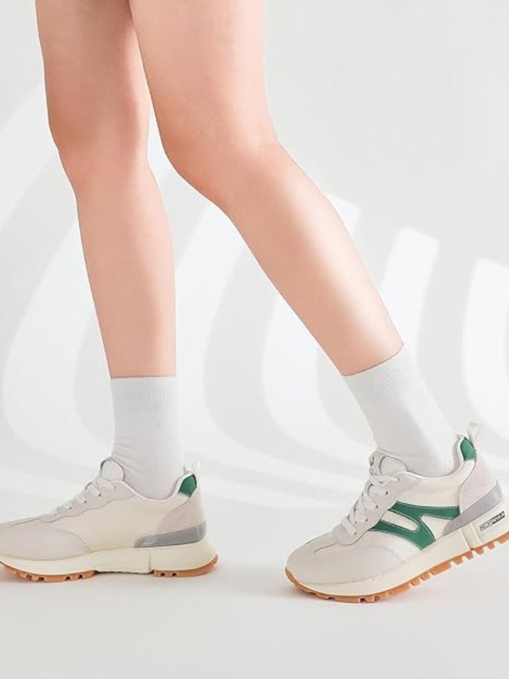 Casual Women's Sneakers: Green and Beige - Picture 4 of 6